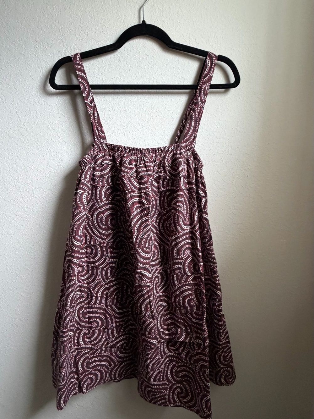 Anthropologie Maroon and White Patterned Sundress